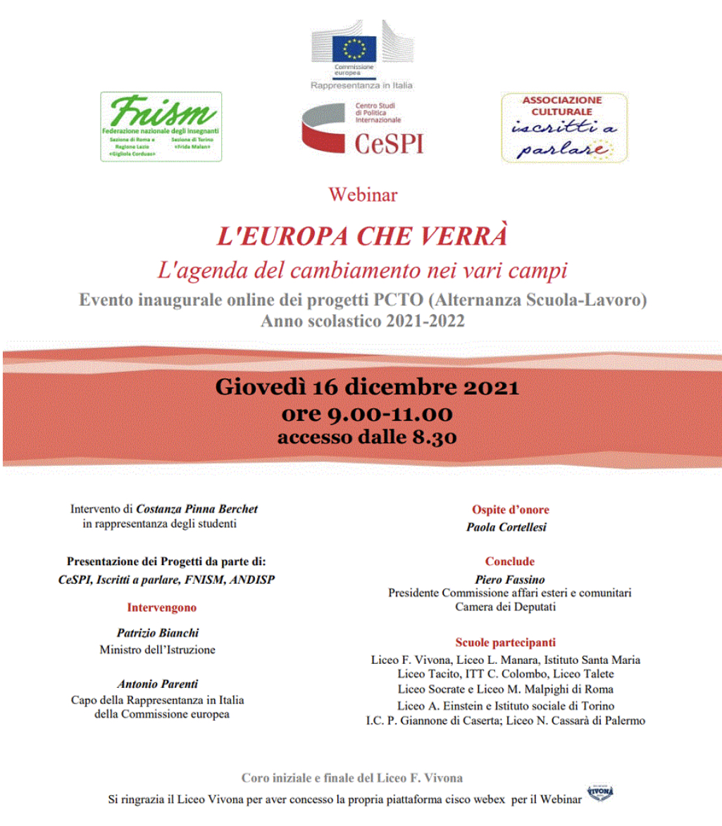 Europa che verrà. L’Agenda del cambiamento nei vari campi.